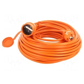 Extension lead | 3x1.5mm2 | Sockets: 1 | PVC | orange | 30m | 16A