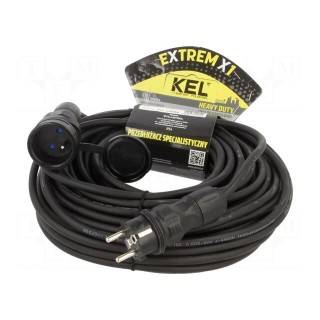 Extension lead | 3x1.5mm2 | Sockets: 1 | rubber | black | 30m | 16A