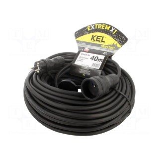 Extension lead | 3x2.5mm2 | Sockets: 1 | rubber | black | 40m | 16A