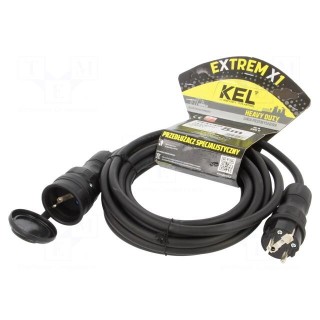 Extension lead | 3x2.5mm2 | Sockets: 1 | rubber | black | 5m | 16A
