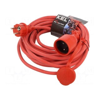 Extension lead | 3x1.5mm2 | Sockets: 1 | rubber | red | 10m | 16A