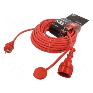 Extension lead | 3x1.5mm2 | Sockets: 1 | rubber | red | 15m | 16A