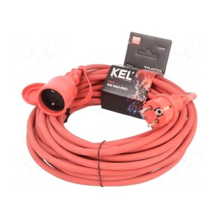 Extension lead | 3x1.5mm2 | Sockets: 1 | rubber | red | 15m | 16A