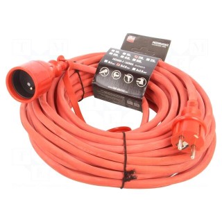 Extension lead | 3x1.5mm2 | Sockets: 1 | rubber | red | 20m | 16A