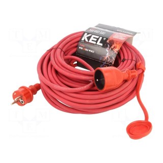 Extension lead | 3x1.5mm2 | Sockets: 1 | rubber | red | 25m | 16A