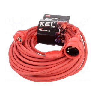 Extension lead | 3x1.5mm2 | Sockets: 1 | rubber | red | 30m | 16A