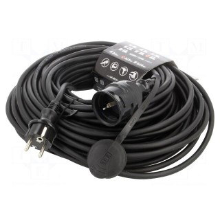 Extension lead | 3x1.5mm2 | Sockets: 1 | rubber | black | 40m | 16A