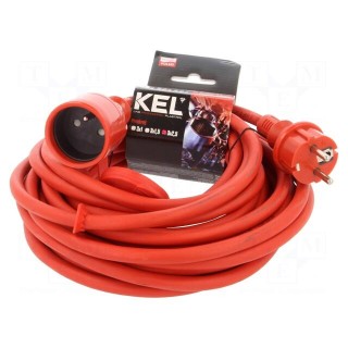 Extension lead | 3x2.5mm2 | Sockets: 1 | rubber | red | 10m | 16A