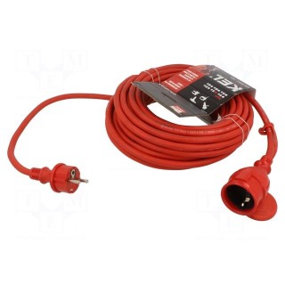Extension lead | 3x2.5mm2 | Sockets: 1 | rubber | red | 15m | 16A