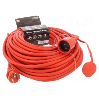 Extension lead | 3x2.5mm2 | Sockets: 1 | rubber | red | 30m | 16A