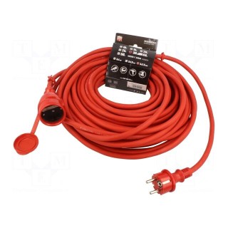Extension lead | 3x2.5mm2 | Sockets: 1 | rubber | red | 30m | 16A