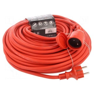 Extension lead | 3x2.5mm2 | Sockets: 1 | rubber | red | 40m | 16A