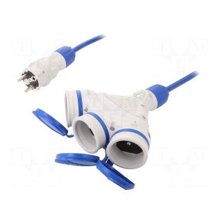 Extension lead | 3x1.5mm2 | Sockets: 3 | PUR | blue | 10m | 16A | EXTREM