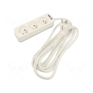 Extension lead | 3x1.5mm2 | Sockets: 3 | PVC | white | 3m | 16A