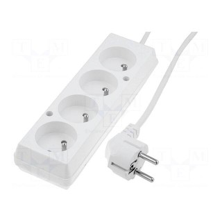 Extension lead | 3x1.5mm2 | Sockets: 4 | PVC | white | 10m | 16A