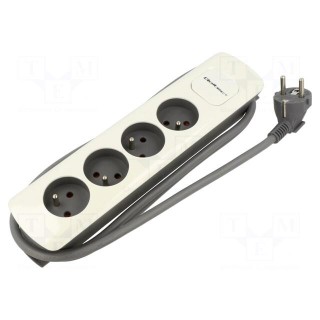 Extension lead | 3x1.5mm2 | Sockets: 4 | white-grey | 1.8m | 16A
