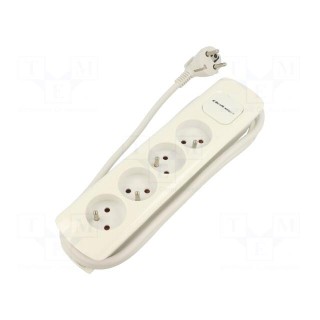 Extension lead | 3x1.5mm2 | Sockets: 4 | white | 1.8m | 16A