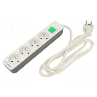 Extension lead | 3x1.5mm2 | Sockets: 4 | white | 1.8m | 16A