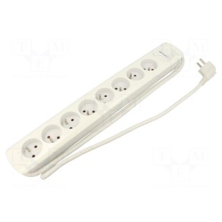 Extension lead | 3x1.5mm2 | Sockets: 8 | white | 1.8m | 16A