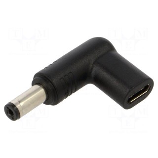 Adapter | USB C socket,DC 5,5/2,1 plug | black | 100W | 5A