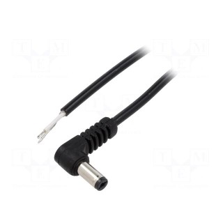 Cable | 1x0.5mm2 | wires,DC 5,5/2,1 plug | angled | black | 1.5m