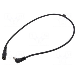 Cable | 1x1mm2 | DC 5,5/2,1 plug,DC 5,5/2,1 socket | angled | black