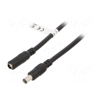 Cable | DC 5,5/2,1 plug,DC 5,5/2,1 socket | black | 10m