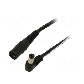 Cable | 2x0.5mm2 | DC 5,5/2,1 plug,DC 5,5/2,1 socket | angled | 0.5m
