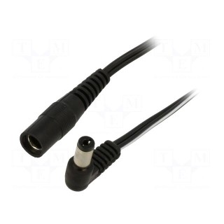 Cable | 2x0.5mm2 | DC 5,5/2,1 plug,DC 5,5/2,1 socket | angled | 1.5m