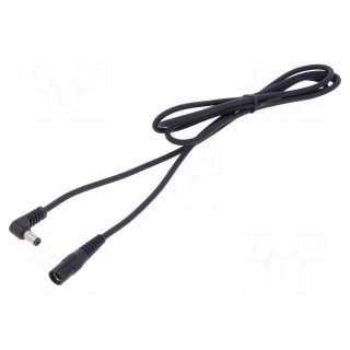 Cable | 1x1mm2 | DC 5,5/2,1 plug,DC 5,5/2,1 socket | angled | black