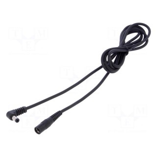 Cable | 1x1mm2 | DC 5,5/2,1 plug,DC 5,5/2,1 socket | angled | black