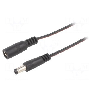 Cable | 2x0.35mm2 | DC 5,5/2,1 plug,DC 5,5/2,1 socket | straight
