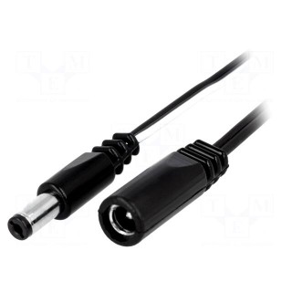 Cable | DC 5,5/2,1 plug,DC 5,5/2,1 socket | straight | 0.5mm2 | 1.8m