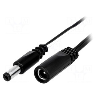 Cable | DC 5,5/2,1 plug,DC 5,5/2,1 socket | straight | 0.5mm2 | 5m