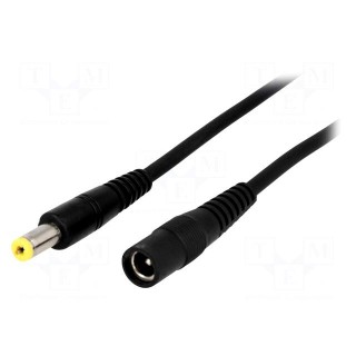 Cable | 2x1mm2 | DC 5,5/2,1 plug,DC 5,5/2,1 socket | straight | 5m
