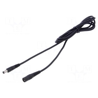 Cable | 1x1mm2 | DC 5,5/2,1 plug,DC 5,5/2,1 socket | straight | 2m