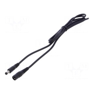 Cable | 1x1mm2 | DC 5,5/2,1 plug,DC 5,5/2,1 socket | straight | 1.5m