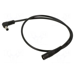 Cable | 1x0.5mm2 | DC 5,5/2,1 socket,DC 5,5/2,5 plug | angled | 0.5m