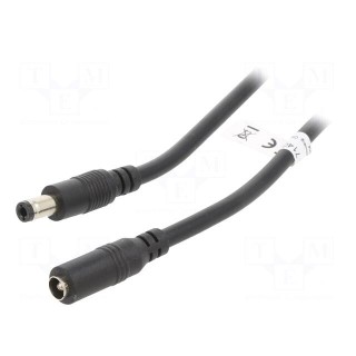 Cable | DC 5,5/2,5 plug,DC 5,5/2,5 socket | black | 10m
