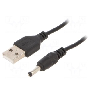 Cable | USB A plug,DC 3,5/1,35 plug | black | 1.8m
