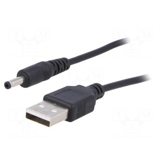 Cable | USB A plug,DC 3,5x1,35 plug | straight | black | 0.8m | 5÷50°C