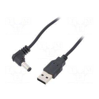 Cable | USB A plug,DC 5,5/2,1 plug | black | 1m | Core: Cu