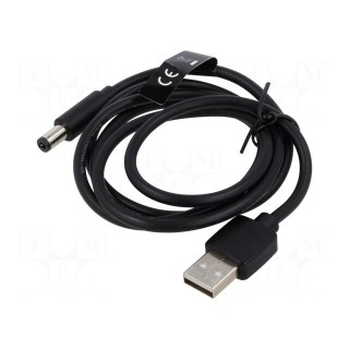 Cable | USB A plug,DC 5,5/2,5 plug | black | 1.5m | Core: Cu,tinned