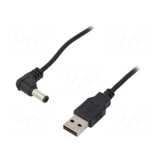 Cable | USB A plug,DC 5,5/2,5 plug | black | 0.5m | Core: Cu