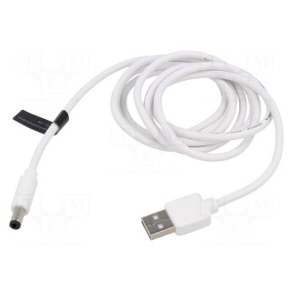 Cable | USB A plug,DC 5,5/2,5 plug | white | 1.5m | Core: Cu,tinned