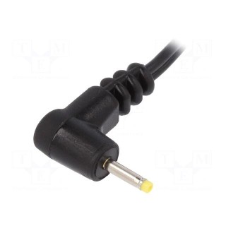 Cable | wires,DC 0,7/2,35 plug | angled | 0.5mm2 | black | 1.5m