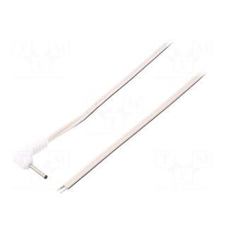 Cable | wires,DC 0,7/2,35 plug | angled | 0.5mm2 | white | 1.5m
