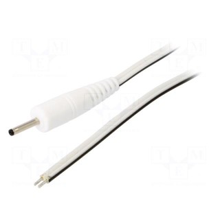 Cable | 2x0.5mm2 | wires,DC 2,35/0,7 plug | straight | white | 1.5m