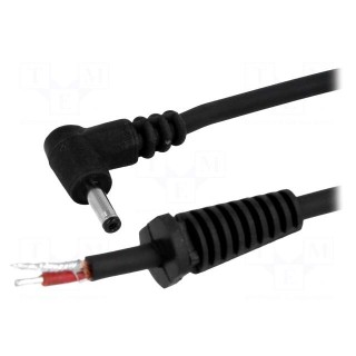 Cable | wires,DC 1,3/3,5 plug | angled | 1mm2 | black | 1.5m | -20÷70°C