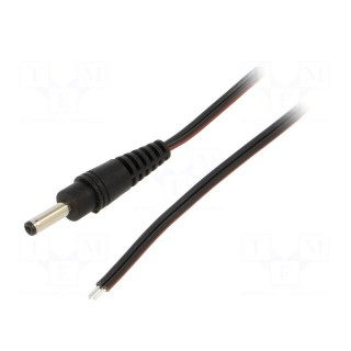 Cable | 2x0.35mm2 | wires,DC 3,5/1,3 plug | straight | black | 0.5m